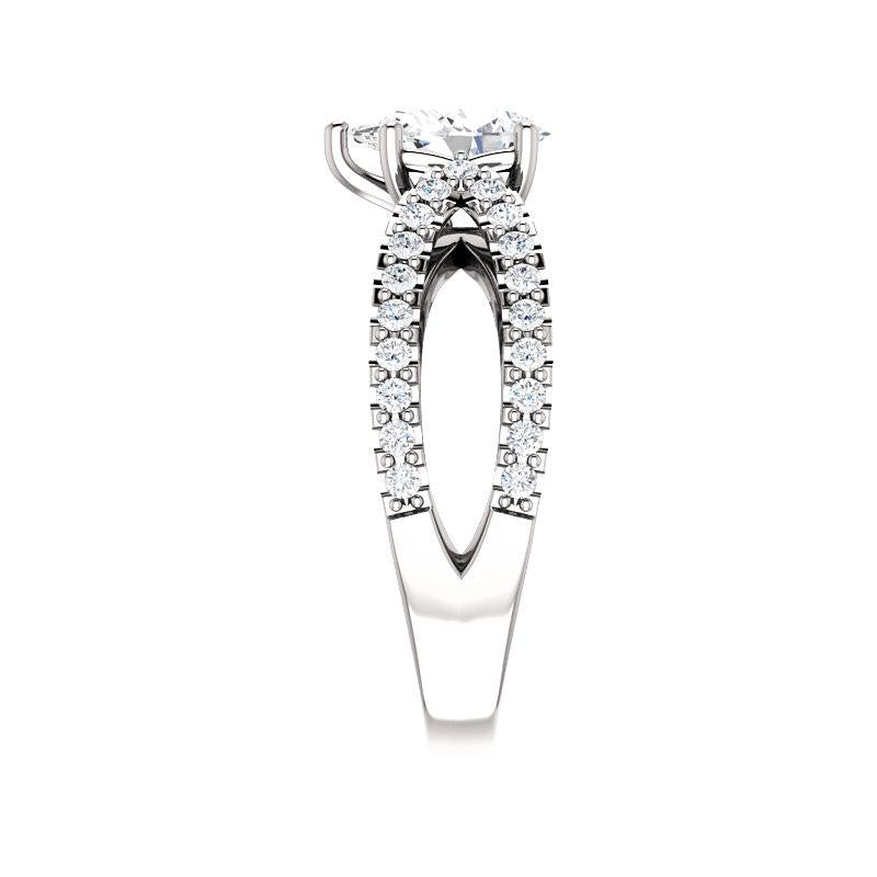 The Tia Pear Lab Diamond Ring Lab Diamond Engagement Ring solitaire setting white gold band profile