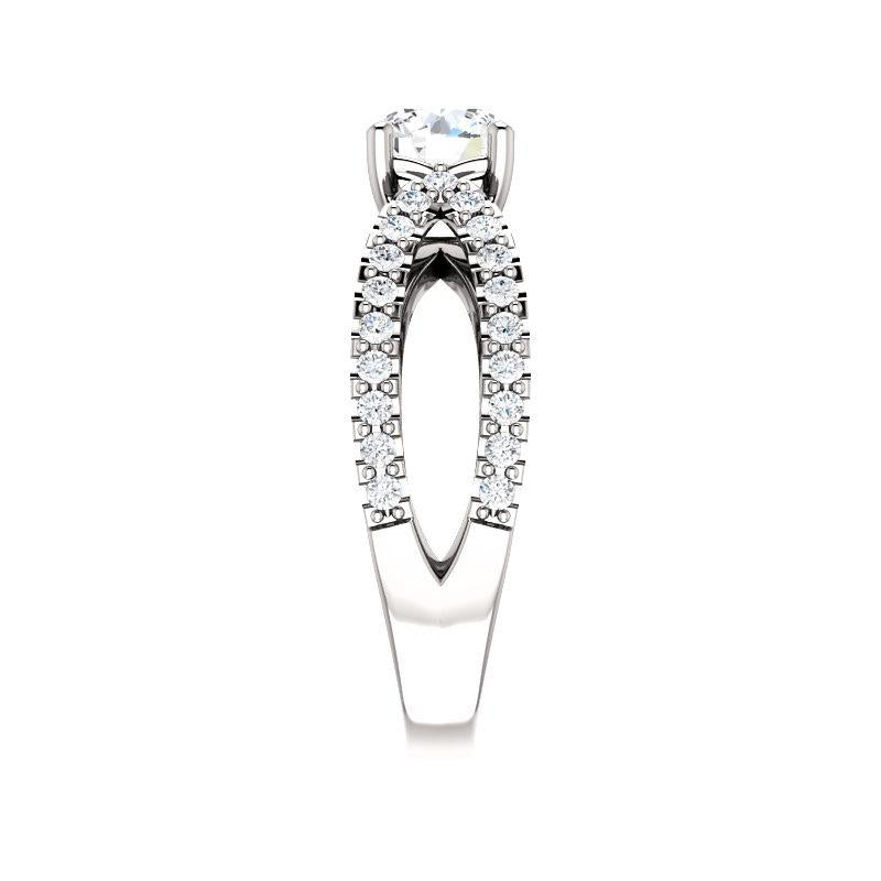 The Tia Round Moissanite Ring moissanite engagement ring solitaire setting white gold band profile
