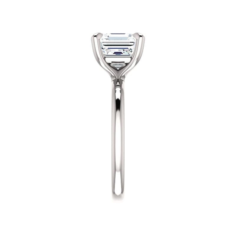 The Julie Asscher Moissanite Engagement Ring Solitaire Setting White Gold Band Profile