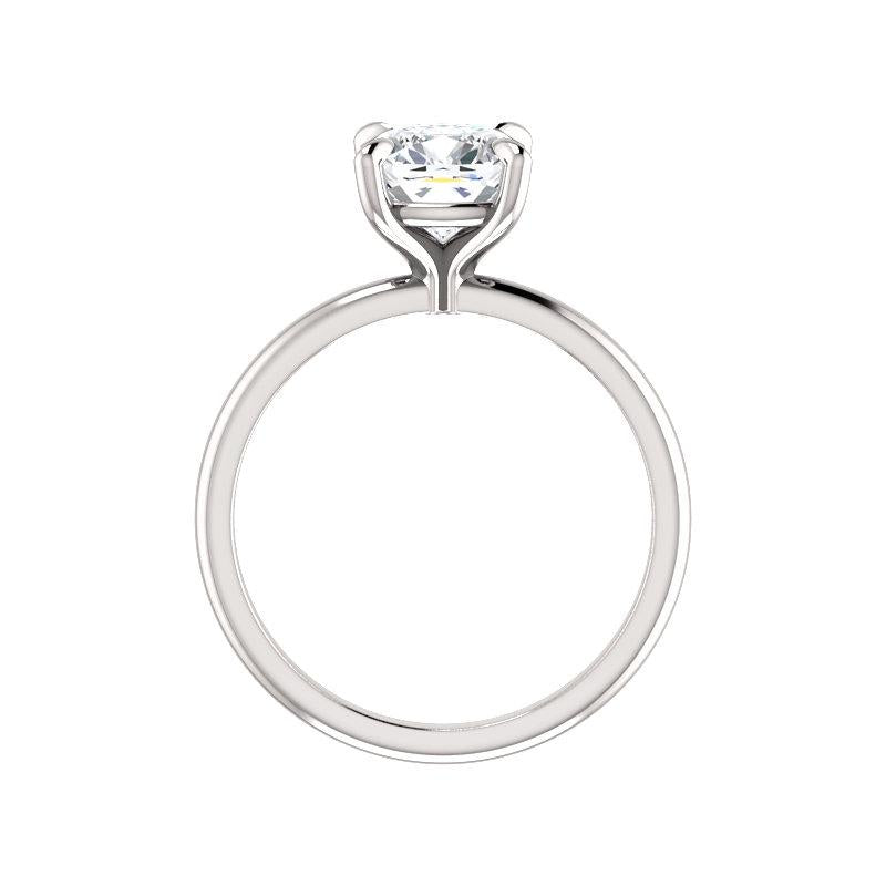 The Julie Cushion Moissanite Engagement Ring Solitaire Setting White Gold Side Profile