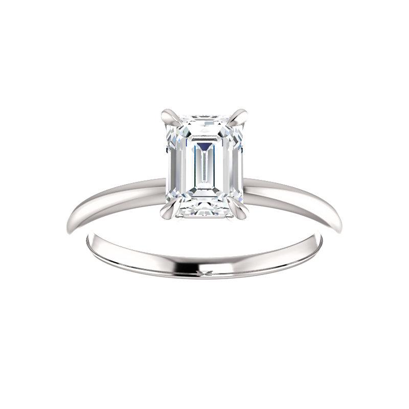 The Julie Emerald Moissanite Engagement Ring Solitaire Setting White Gold
