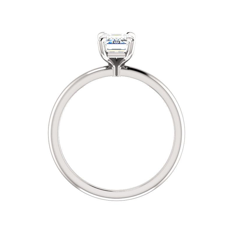 The Julie Emerald Moissanite Engagement Ring Solitaire Setting White Gold Side Profile