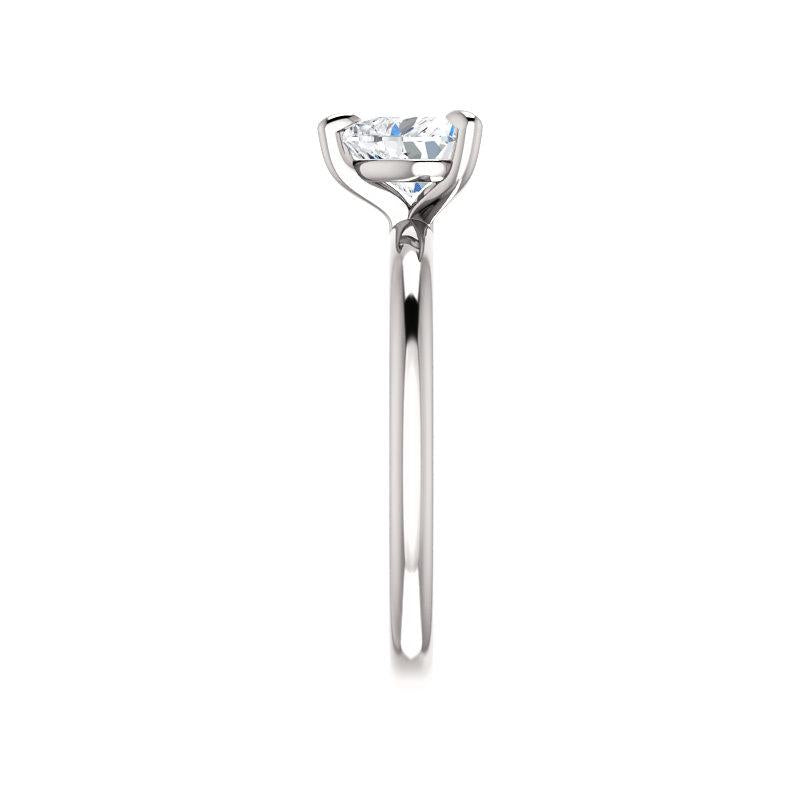 The Julie Heart Moissanite Engagement Ring Solitaire Setting White Gold Band Profile