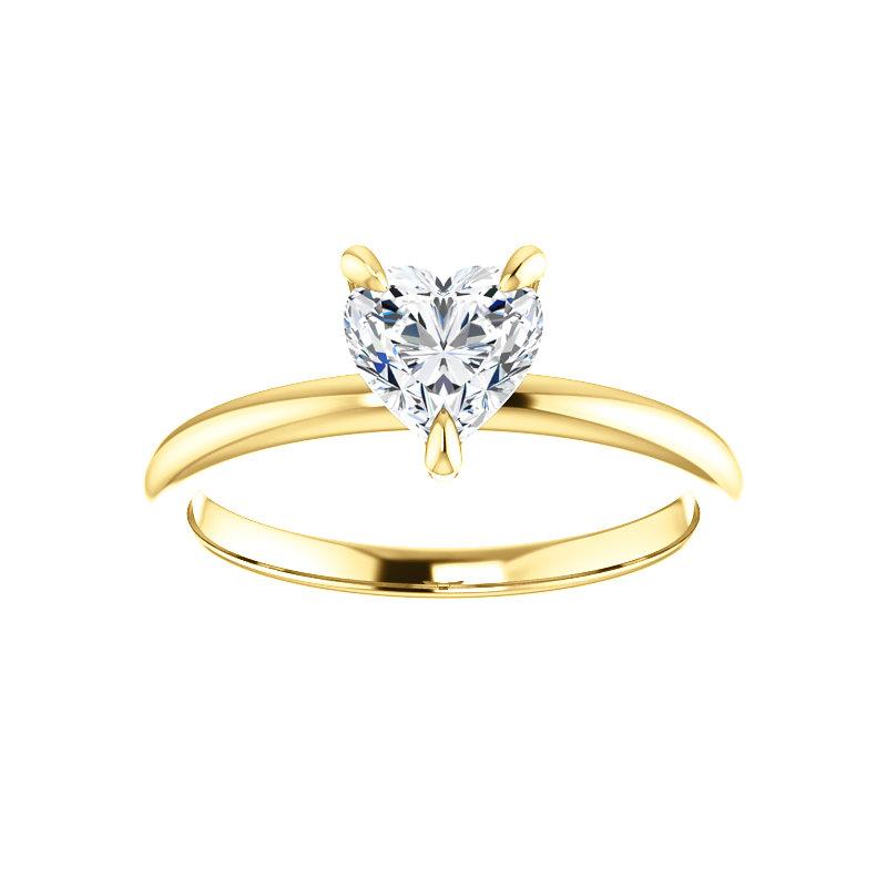 The Julie Heart Moissanite Engagement Ring Solitaire Setting Yellow Gold