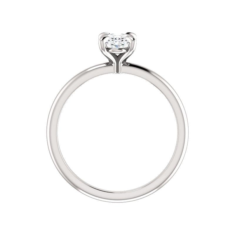 The Julie Oval Moissanite Engagement Ring Solitaire Setting White Gold Side Profile