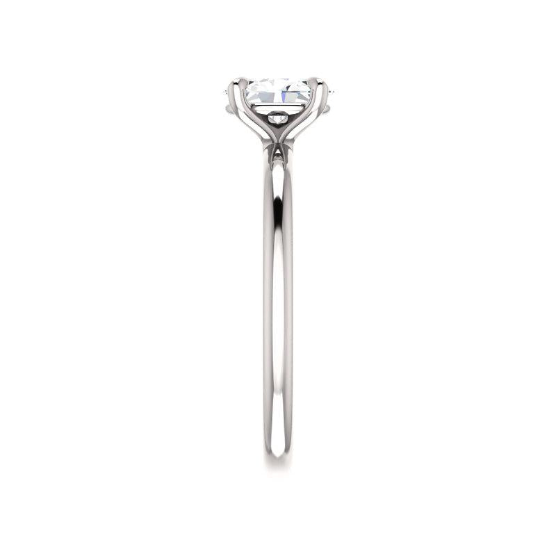 The Julie Oval Moissanite Engagement Ring Solitaire Setting White Gold Band Profile