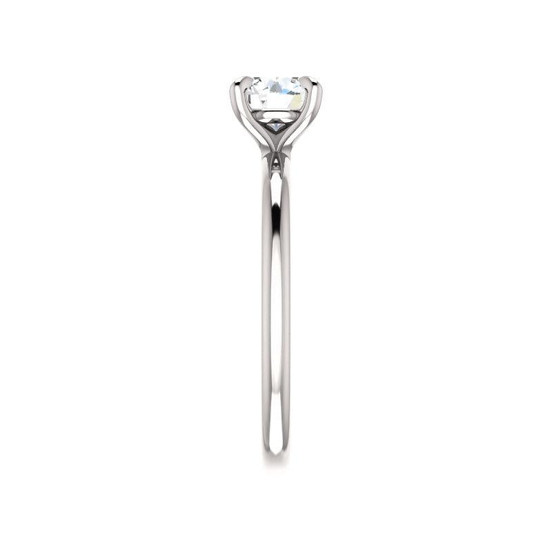 The Julie Round Moissanite Engagement Ring Solitaire Setting White Gold Band Profile