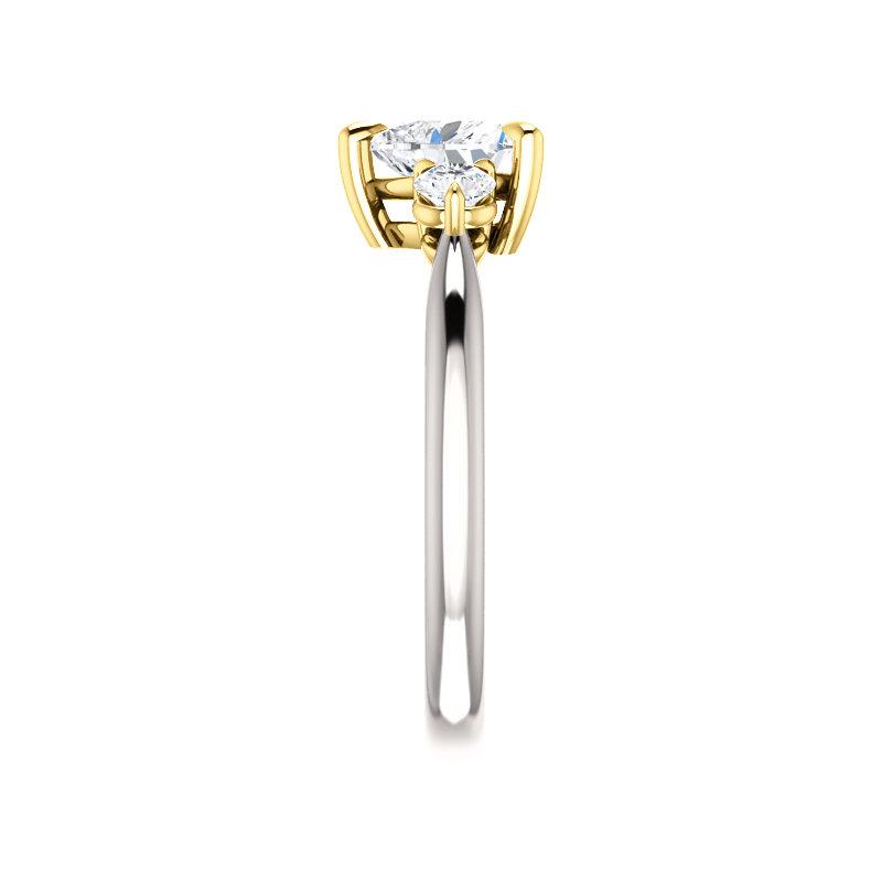 The Tina Heart Moissanite Engagement Threestone Ring Setting White Gold Band Profile