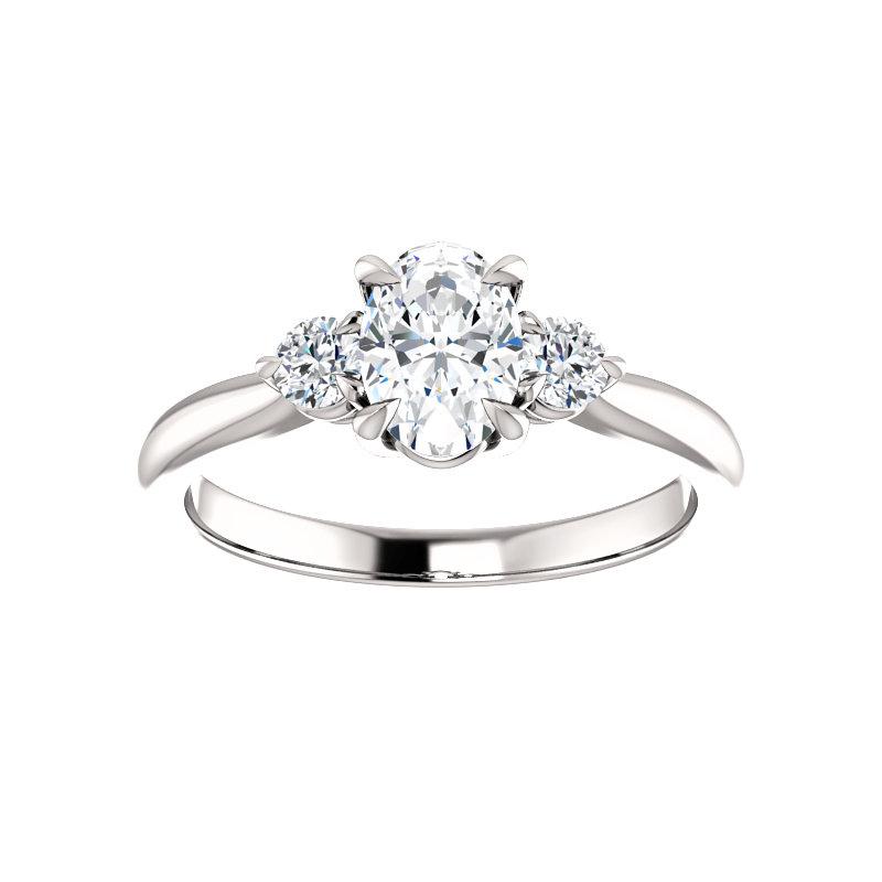 The Tina Oval Moissanite Engagement Threestone Ring Setting White Gold