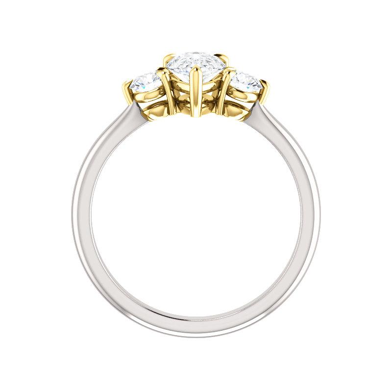 The Tina Pear Moissanite Engagement Threestone Ring Setting White Gold Side Profile