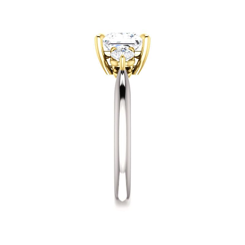 The Tina Princess Moissanite Engagement Threestone Ring Setting White Gold Band Profile