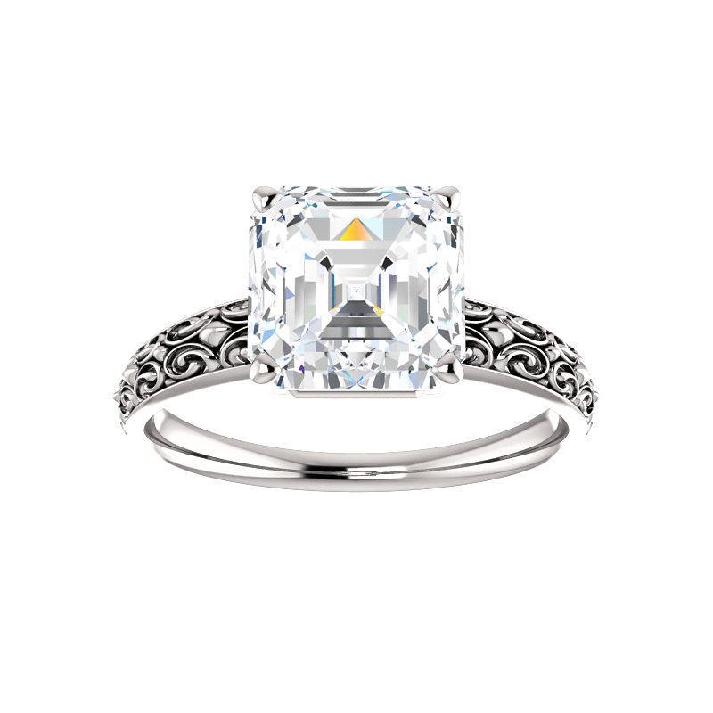The Jolie Asscher Moissanite Engagement Ring Solitaire Setting White Gold