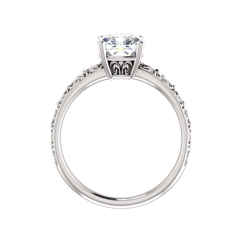 The Jolie Cushion Lab Diamond Engagement Ring Solitaire Setting White Gold Side Profile