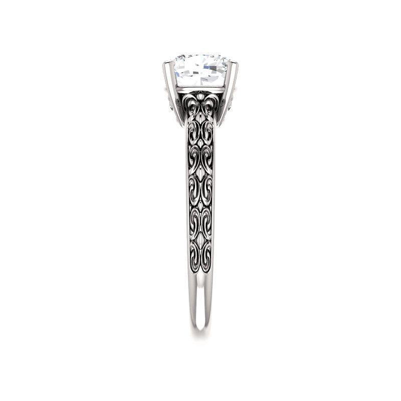 The Jolie Cushion Lab Diamond Engagement Ring Solitaire Setting White Gold Band Profile