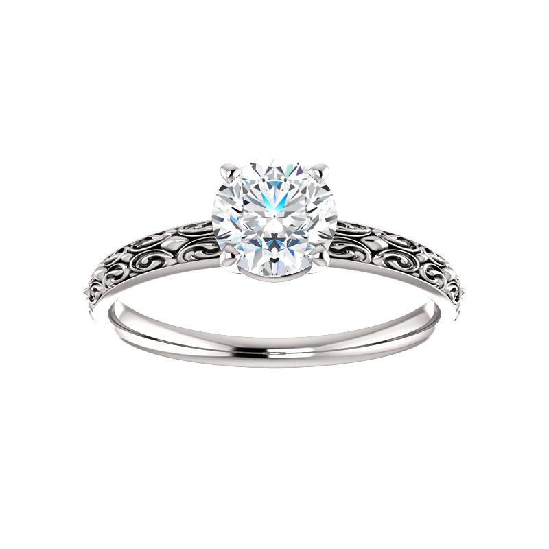 The Jolie Round Moissanite Engagement Ring Solitaire Setting White Gold