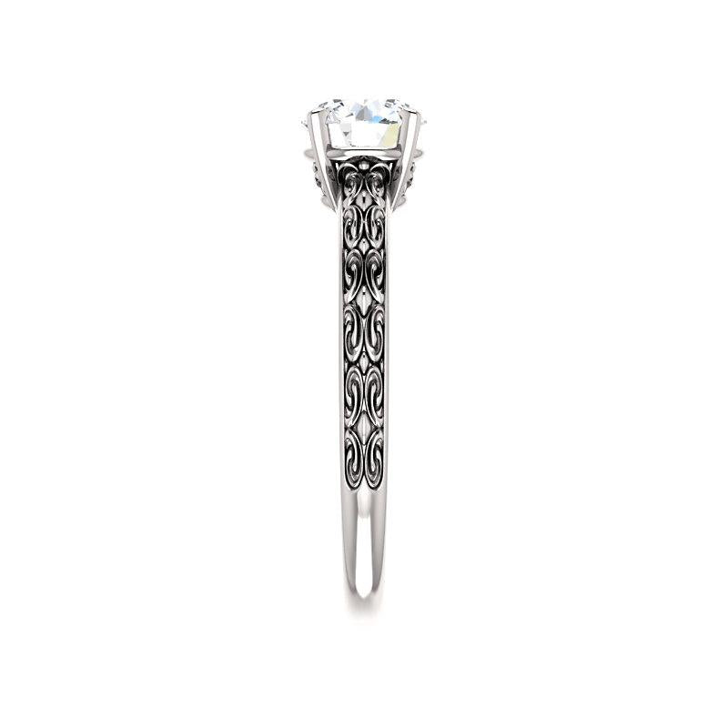 The Jolie Round Lab Diamond Engagement Ring Solitaire Setting White Gold Band Profile