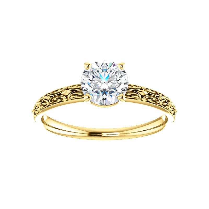 The Jolie Round Moissanite Engagement Ring Solitaire Setting Yellow Gold