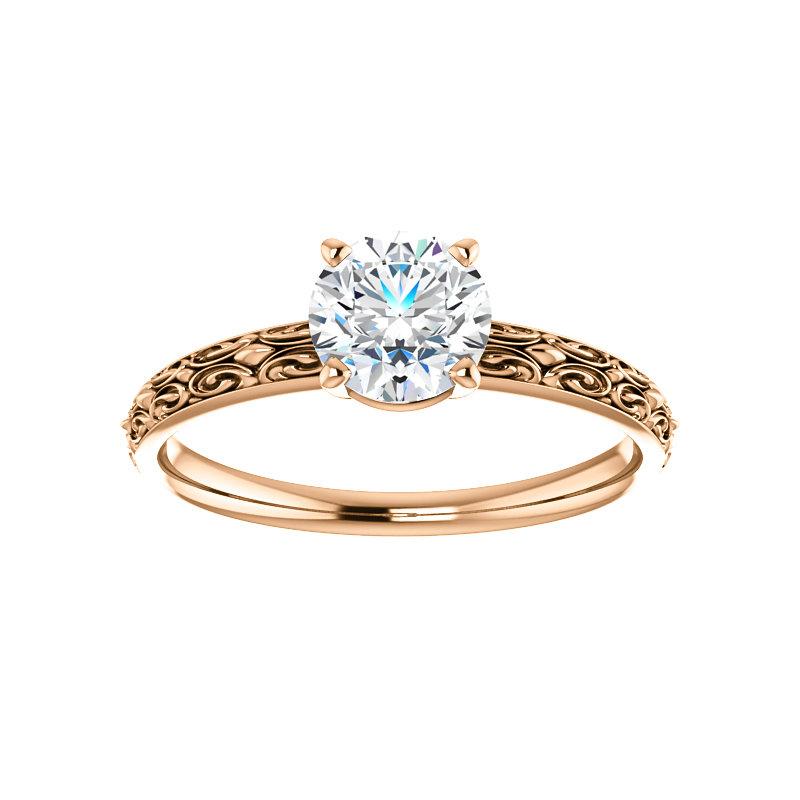 The Jolie Round Moissanite Engagement Ring Solitaire Setting Rose Gold