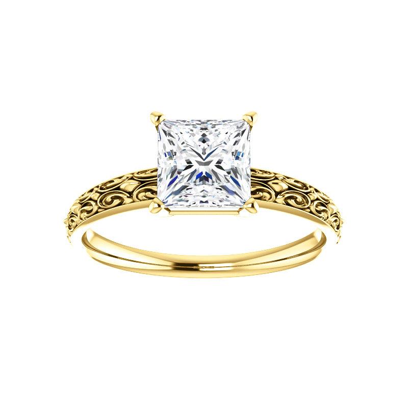 The Jolie Princess Moissanite Engagement Ring Solitaire Setting Yellow Gold