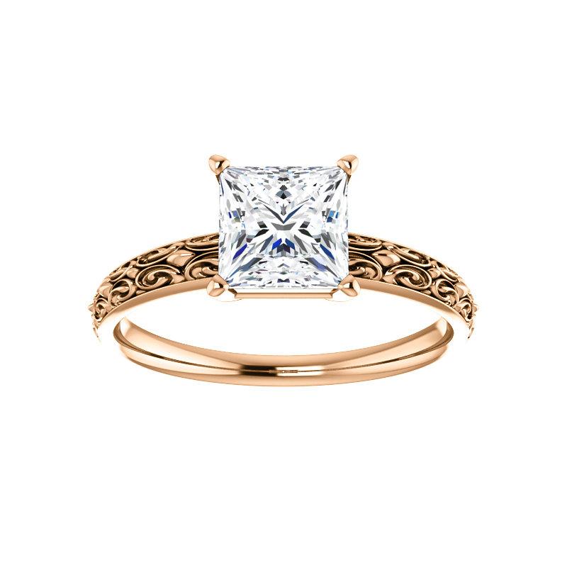 The Jolie Princess Moissanite Engagement Ring Solitaire Setting Rose Gold