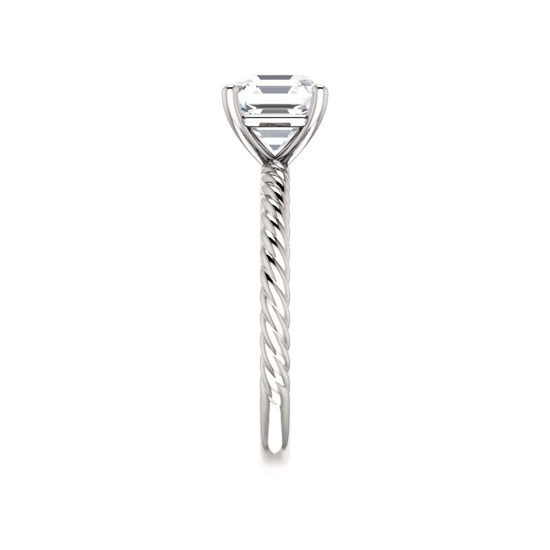 The Lacey Asscher Lab Diamond Engagement Ring Rope Solitaire Setting White Gold Band Profile