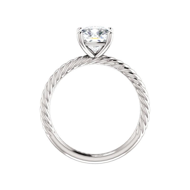 The Lacey Cushion Lab Diamond Engagement Ring Rope Solitaire Setting White Gold Side Profile