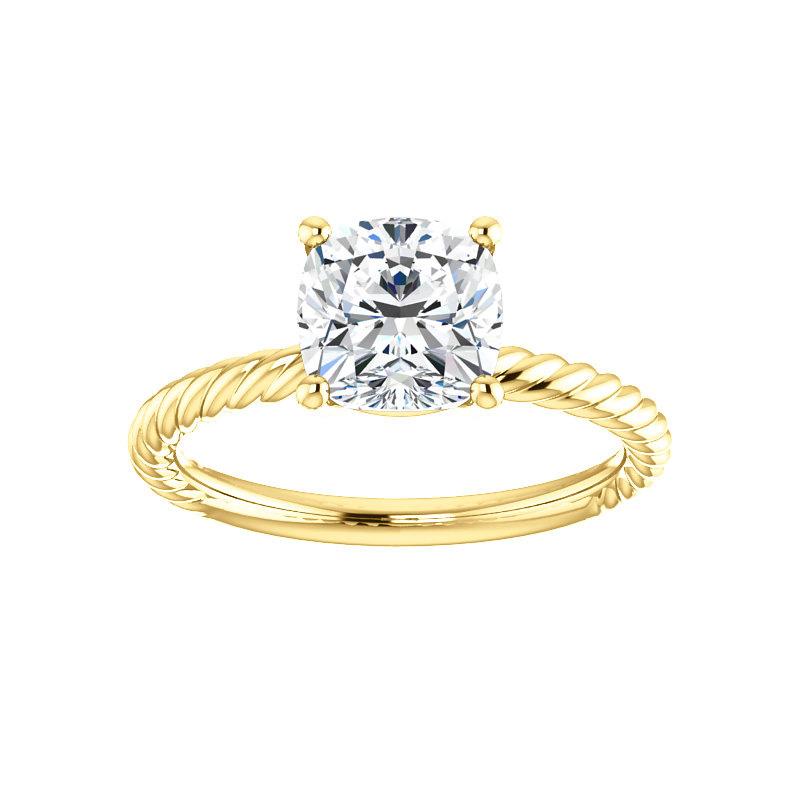 The Lacey Cushion Lab Diamond Engagement Ring Rope Solitaire Setting Yellow Gold