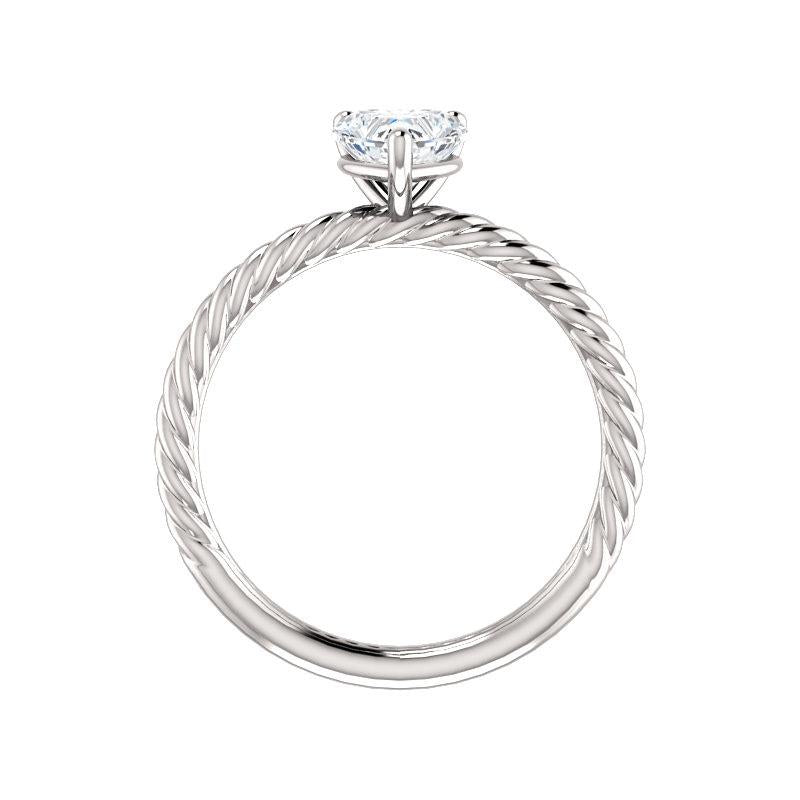 The Lacey Heart Moissanite Engagement Ring Rope Solitaire Setting White Gold Side Profile