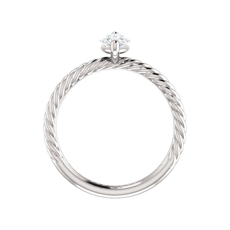 The Lacey Marquise Lab Diamond Engagement Ring Rope Solitaire Setting White Gold Side Profile