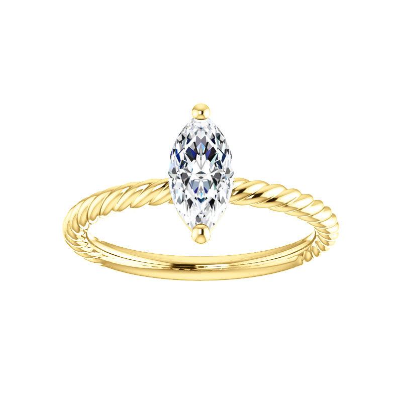 The Lacey Marquise Lab Diamond Engagement Ring Rope Solitaire Setting Yellow Gold