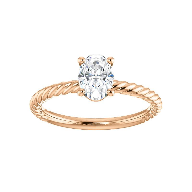 The Lacey Oval Moissanite Engagement Ring Rope Solitaire Setting Rose Gold