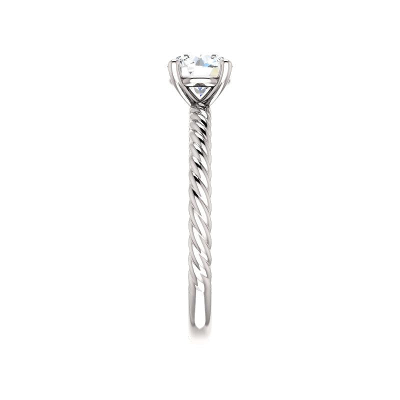 The Lacey Round Lab Diamond Engagement Ring Rope Solitaire Setting White Gold Band Profile