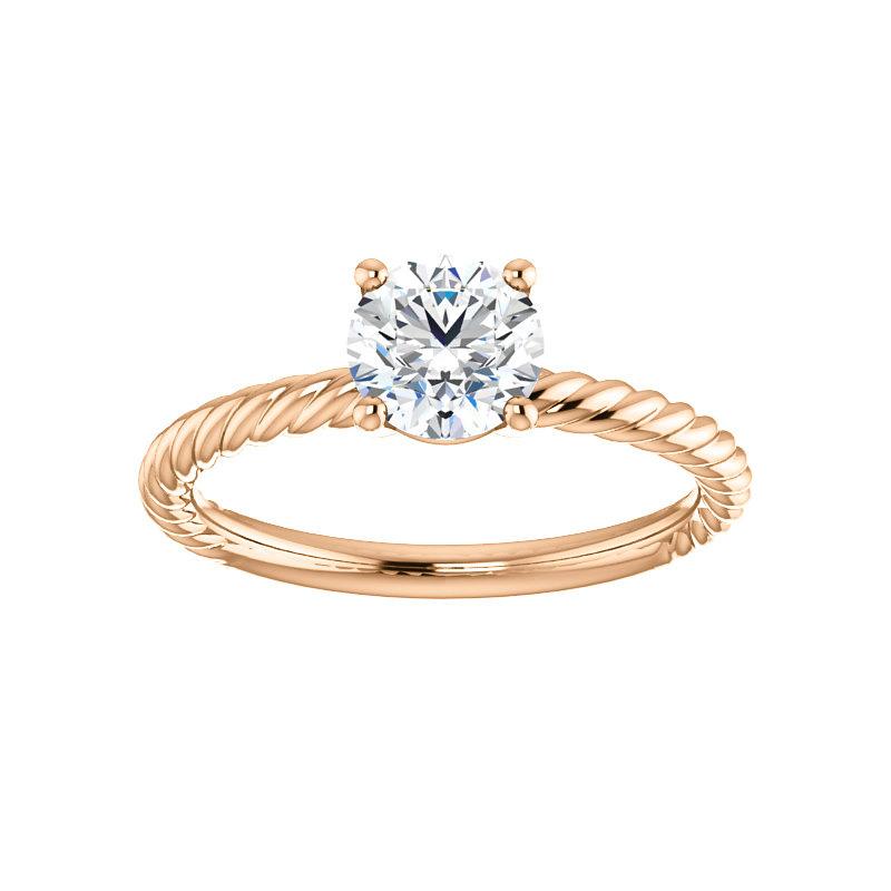The Lacey Round Moissanite Engagement Ring Rope Solitaire Setting Rose Gold