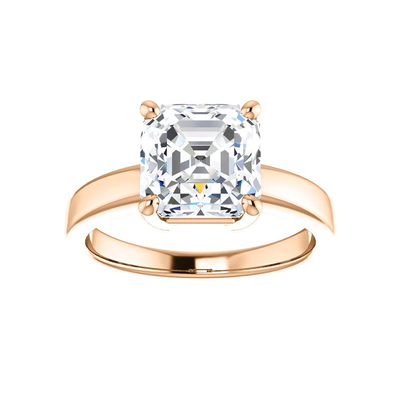 The Jamie Asscher Moissanite Engagement Ring Solitaire Setting Rose Gold