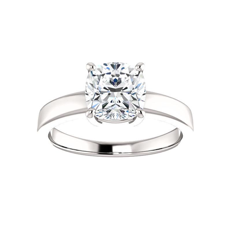 The Jamie Cushion Moissanite Engagement Ring Solitaire Setting White Gold