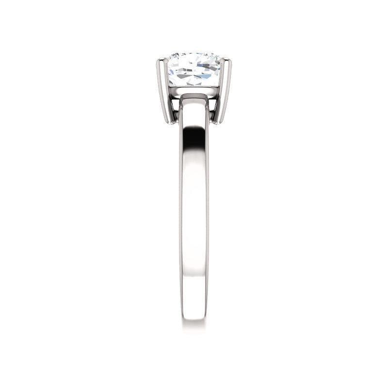 The Jamie Cushion Lab Diamond Engagement Ring Solitaire Setting White Gold Band Profile