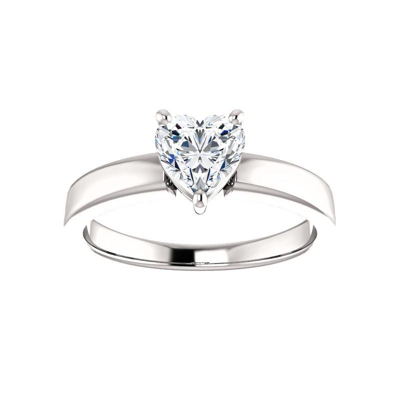 The Jamie Heart Moissanite Engagement Ring Solitaire Setting White Gold