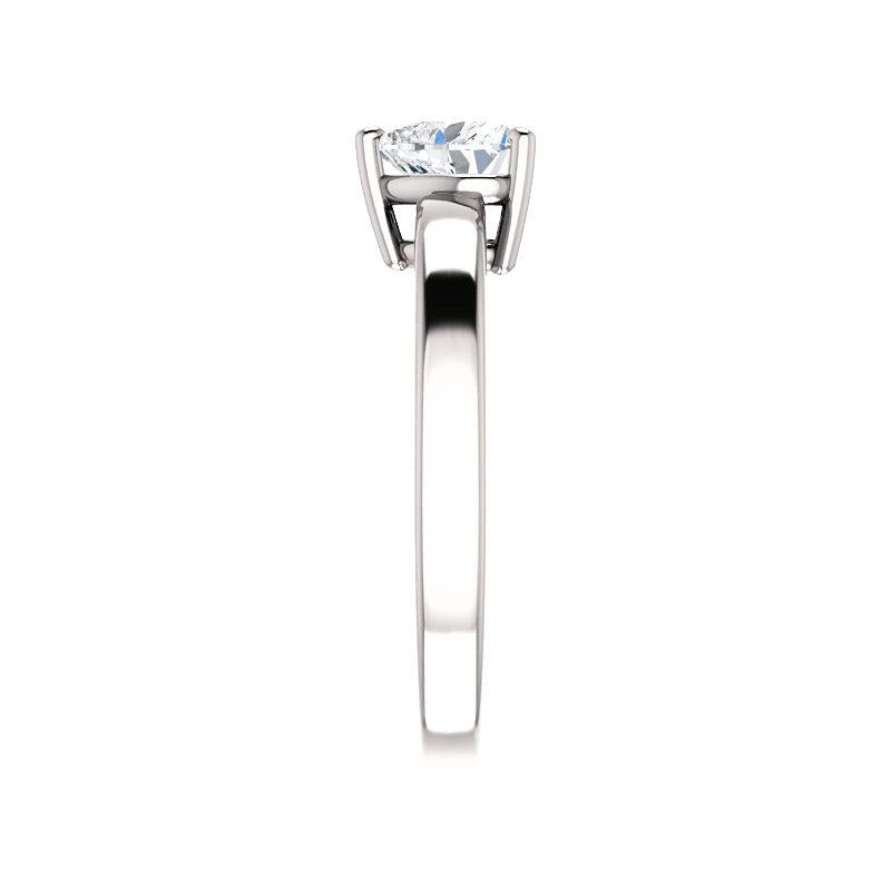 The Jamie Heart Moissanite Engagement Ring Solitaire Setting White Gold Band Profile