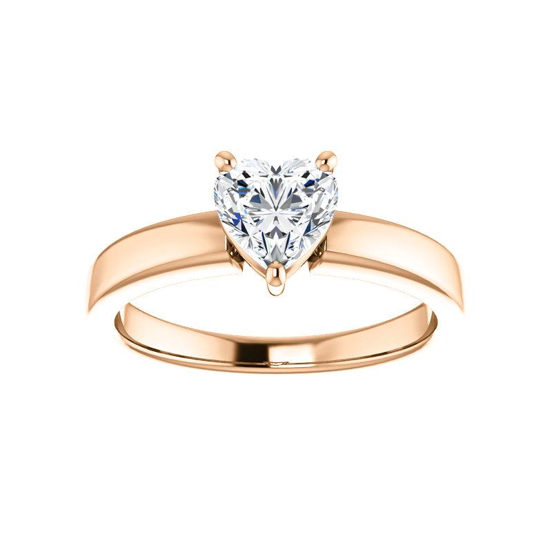 The Jamie Heart Moissanite Engagement Ring Solitaire Setting Rose Gold