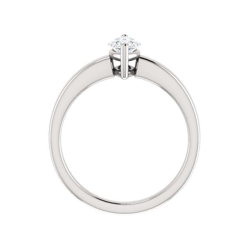 The Jamie Marquise Moissanite Engagement Ring Solitaire Setting White Gold Side Profile