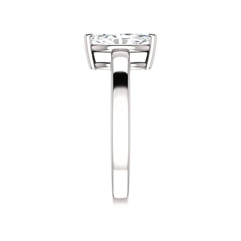 The Jamie Marquise Lab Diamond Engagement Ring Solitaire Setting White Gold Band Profile