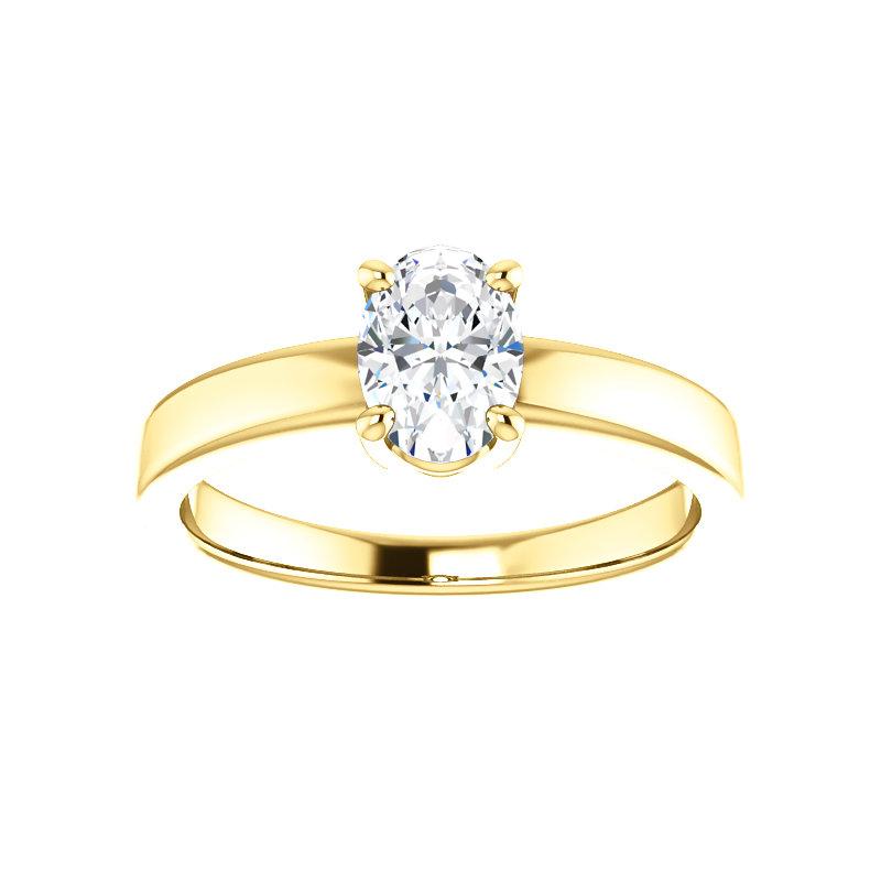 The Jamie Oval Moissanite Engagement Ring Solitaire Setting Yellow Gold