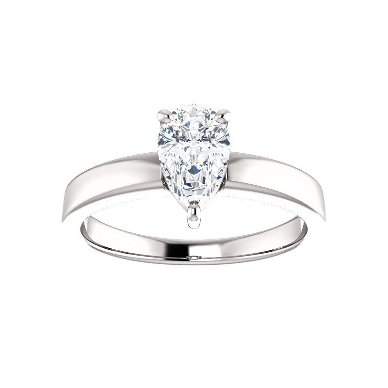 The Jamie Pear Moissanite Engagement Ring Solitaire Setting White Gold