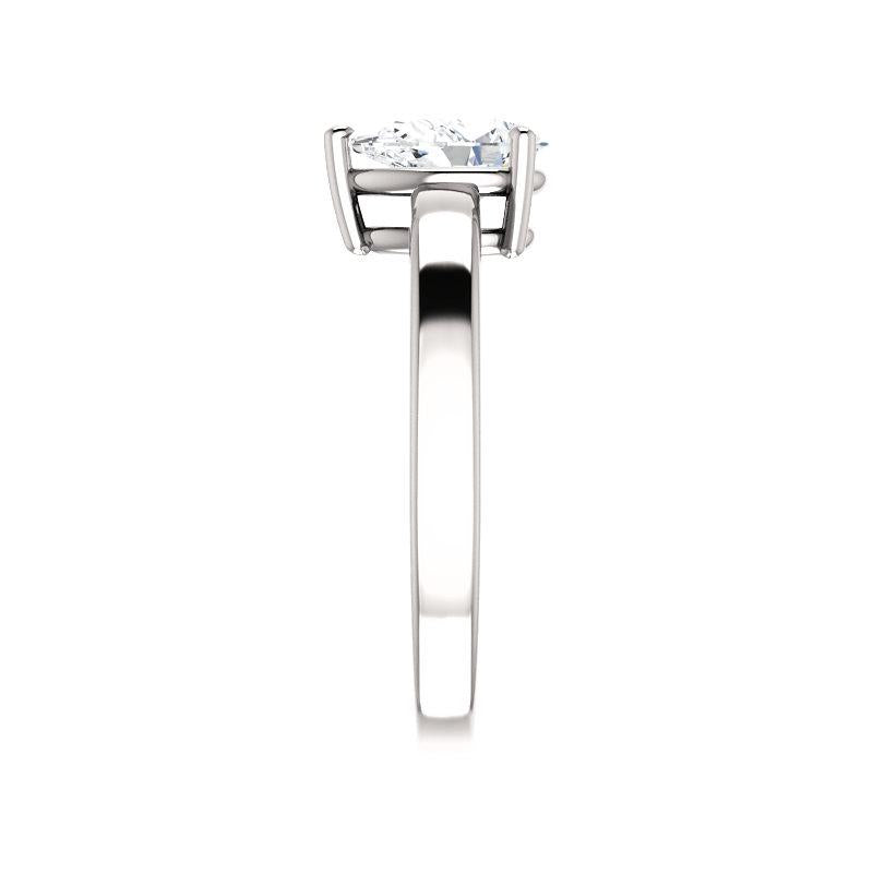 The Jamie Pear Lab Diamond Engagement Ring Solitaire Setting White Gold Band Profile