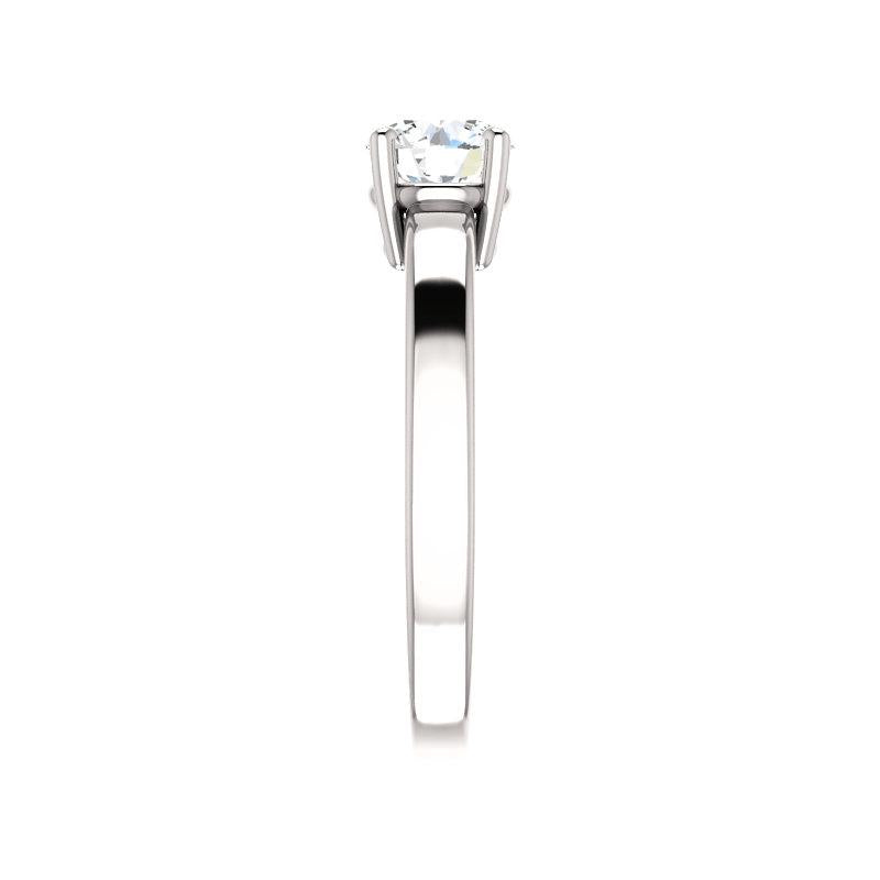 The Jamie Round Moissanite Engagement Ring Solitaire Setting White Gold Band Profile