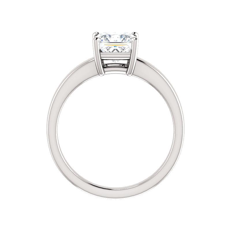 The Jamie Princess Moissanite Engagement Ring Solitaire Setting White Gold Side Profile