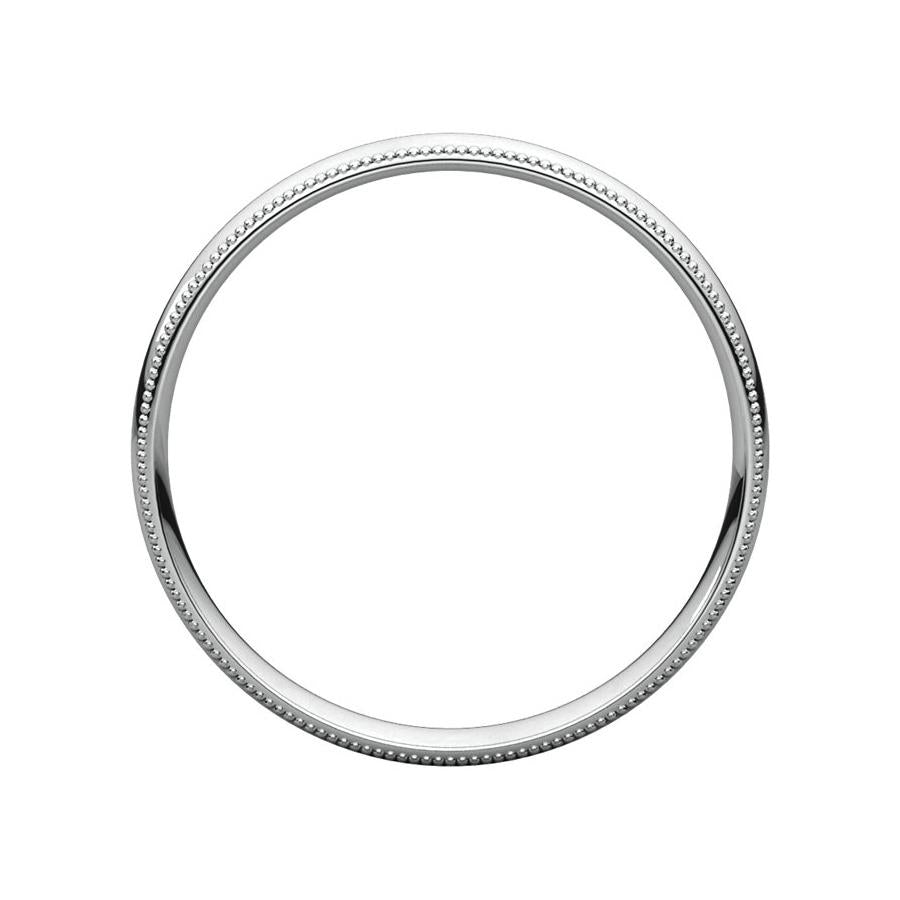 The Milgrain Dome Comfort Fit (3mm) in white gold side profile