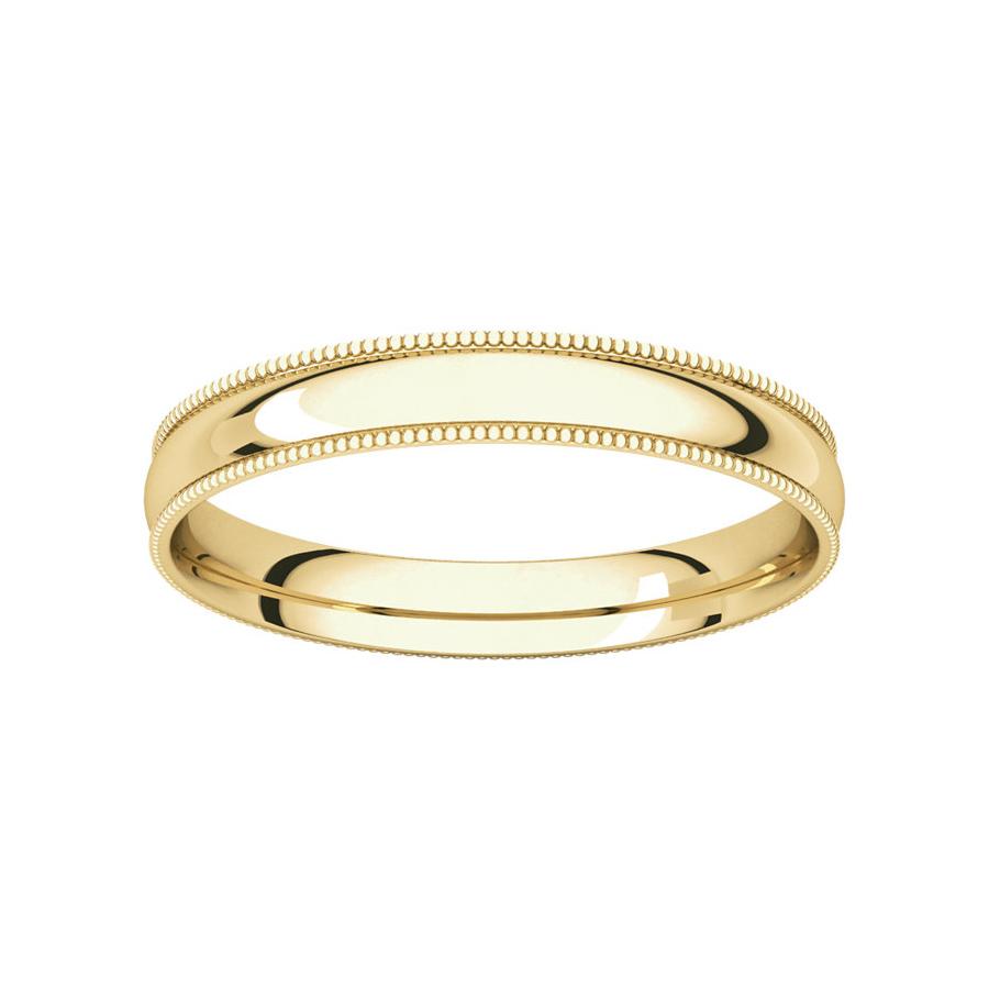 The Milgrain Dome Comfort Fit (3mm) in yellow gold