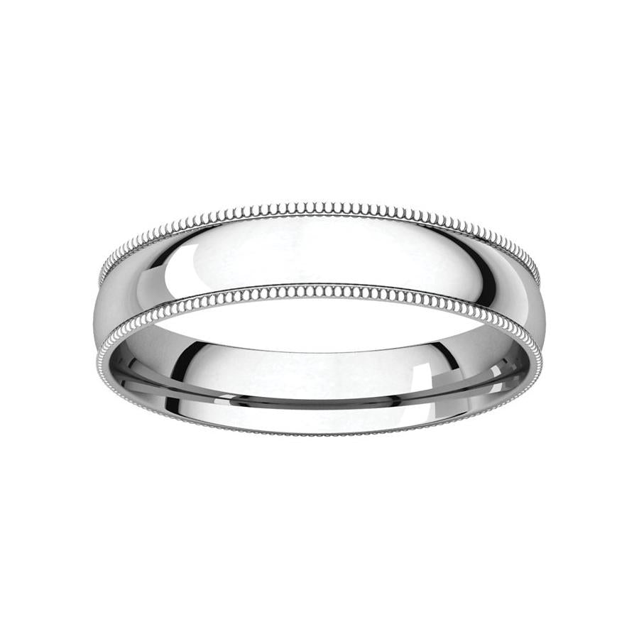The Milgrain Dome Comfort Fit (4mm) in white gold