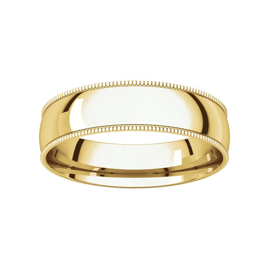 The Milgrain Dome Comfort Fit (5mm) in yellow gold